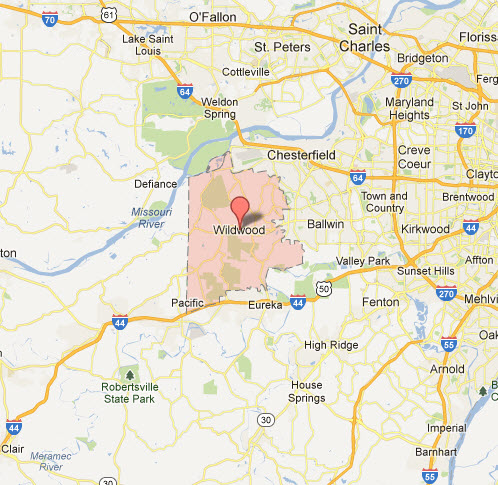 Wildwood Mo Appliance Repair Service Company Map Coverage Area